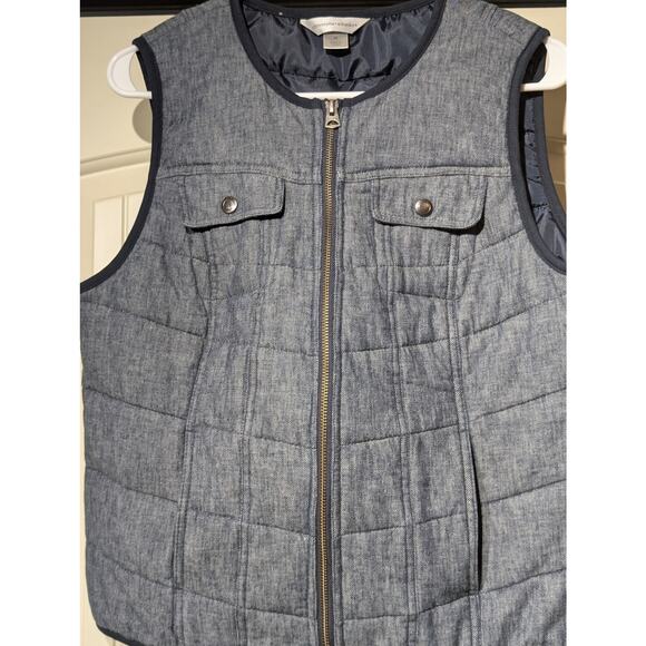 Christopher & Banks Front Zip Puff Denim Look Vest Womens' Size M - Picture 5 of 11